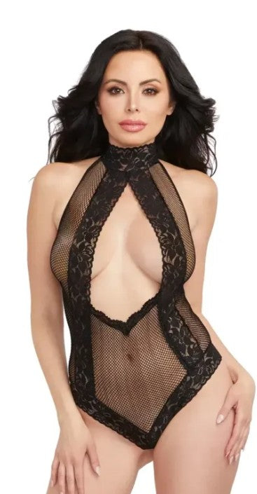Plunging Fishnet Teddy